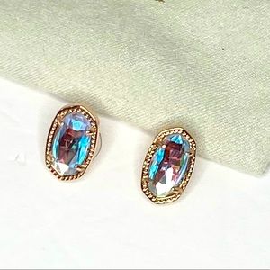 Kendra Scott Ellie Rose Gold Earrings Dichroic NEW